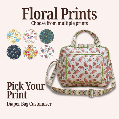FLORAL PRINT BABY DAIPER BAG CUSTOMISER