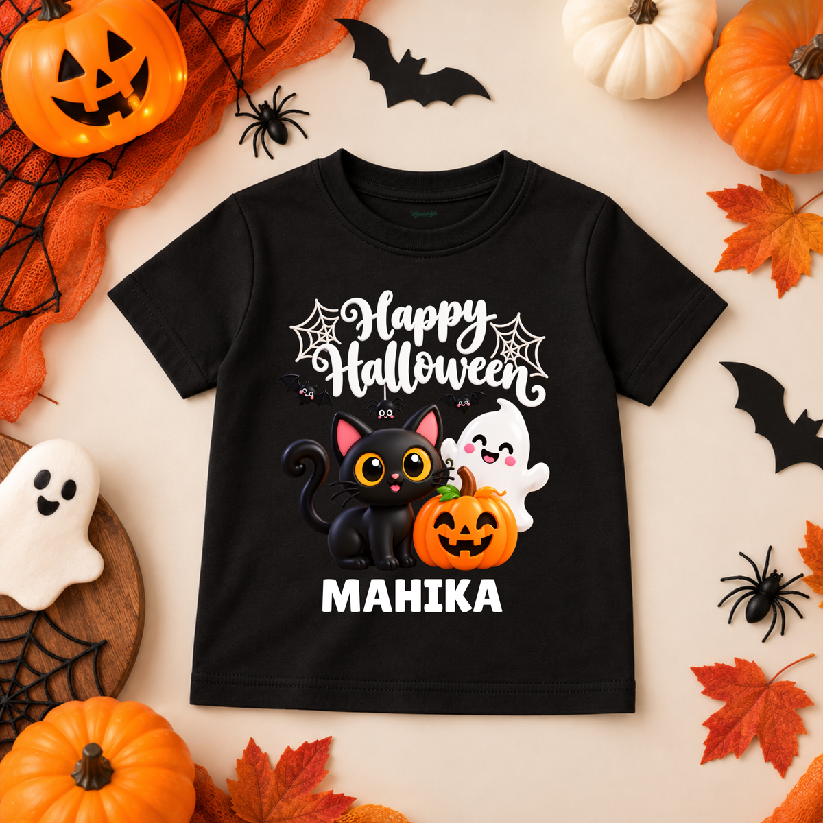 Halloween Cat & Ghost Kids T-Shirt