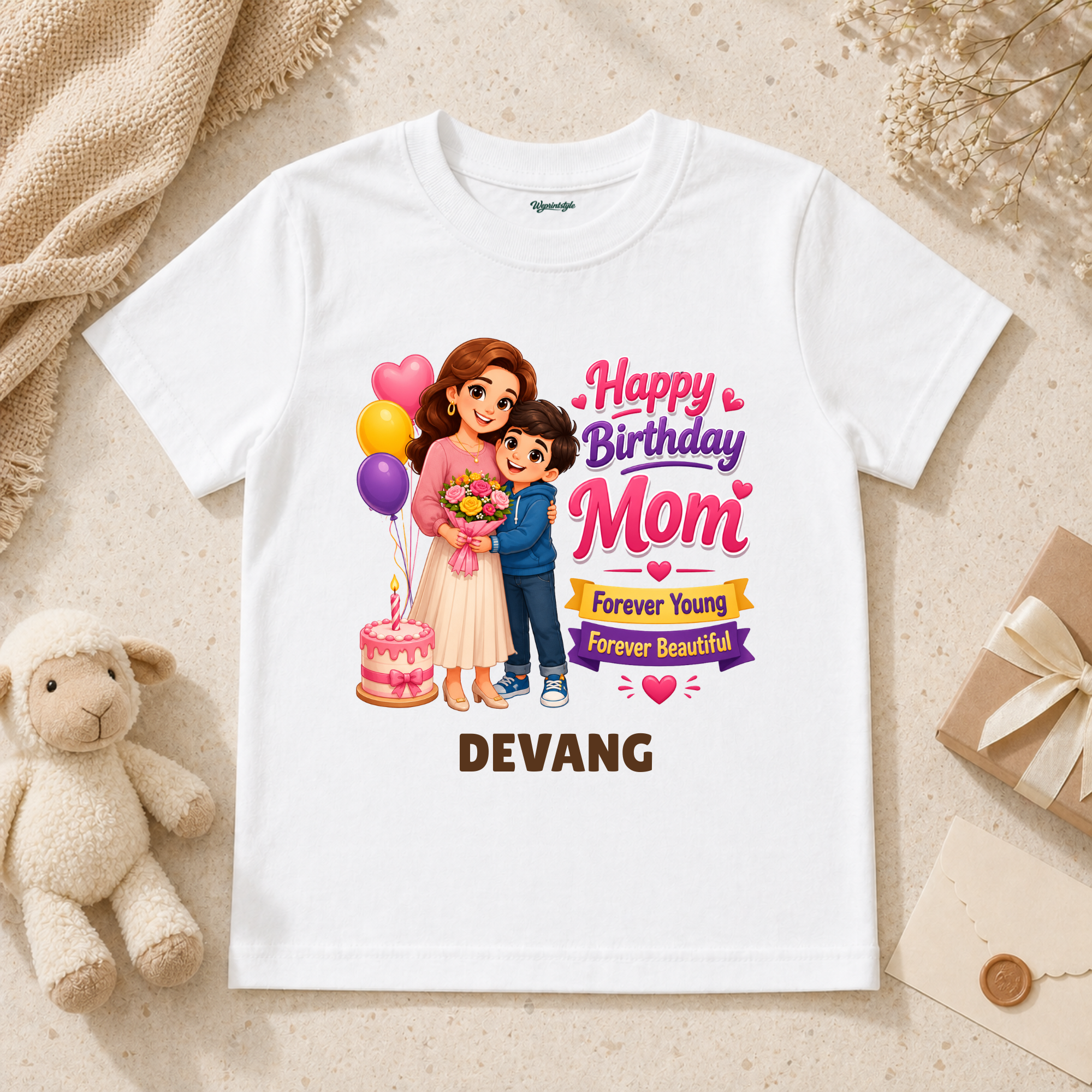 Happy Birthday Mom Forever Young Personalized T-Shirt