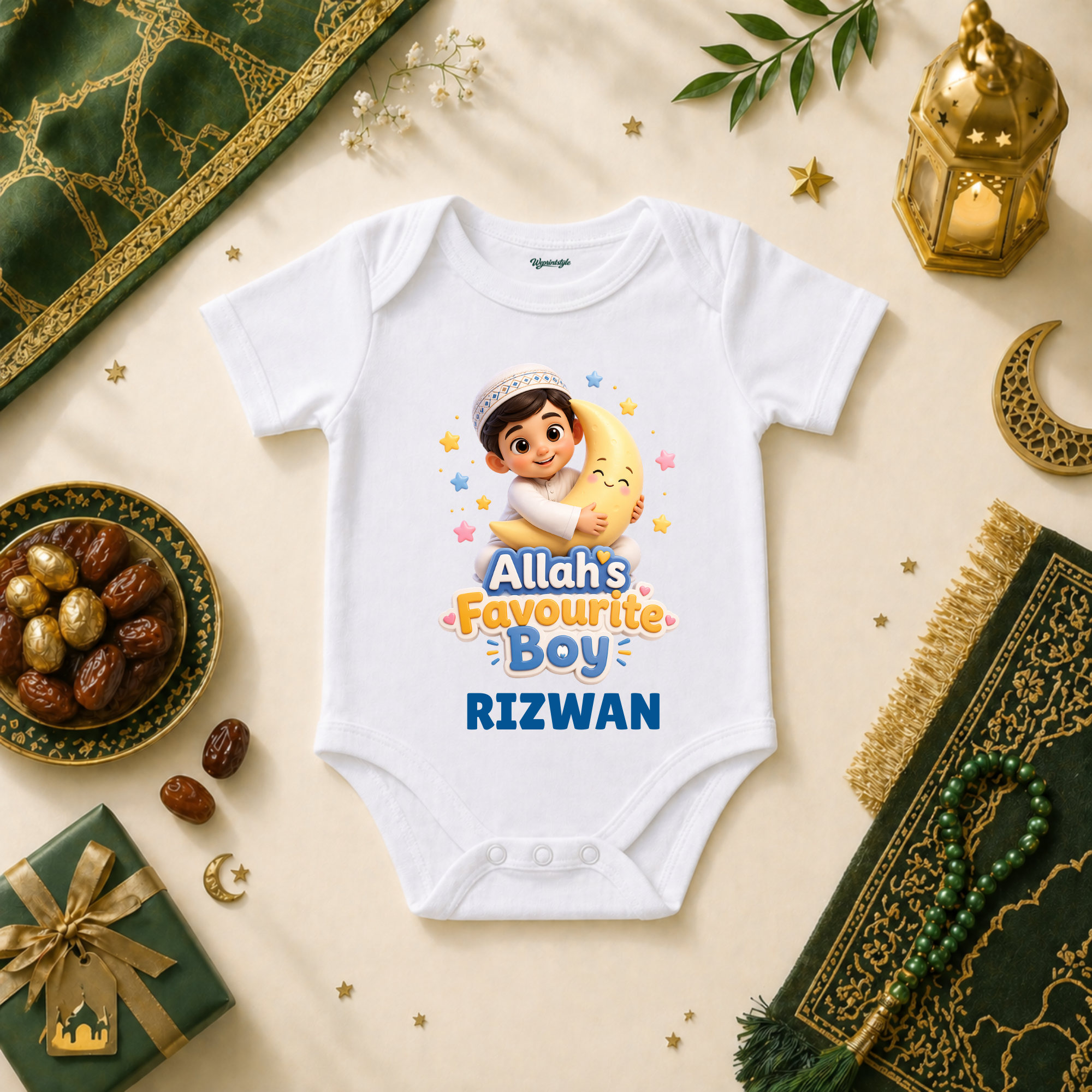 Allah’s Favourite Boy Cute Baby Boy Outfit Crescent Moon