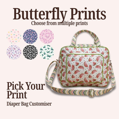 BUTTERFLY PRINT BABY DAIPER BAG CUSTOMISER