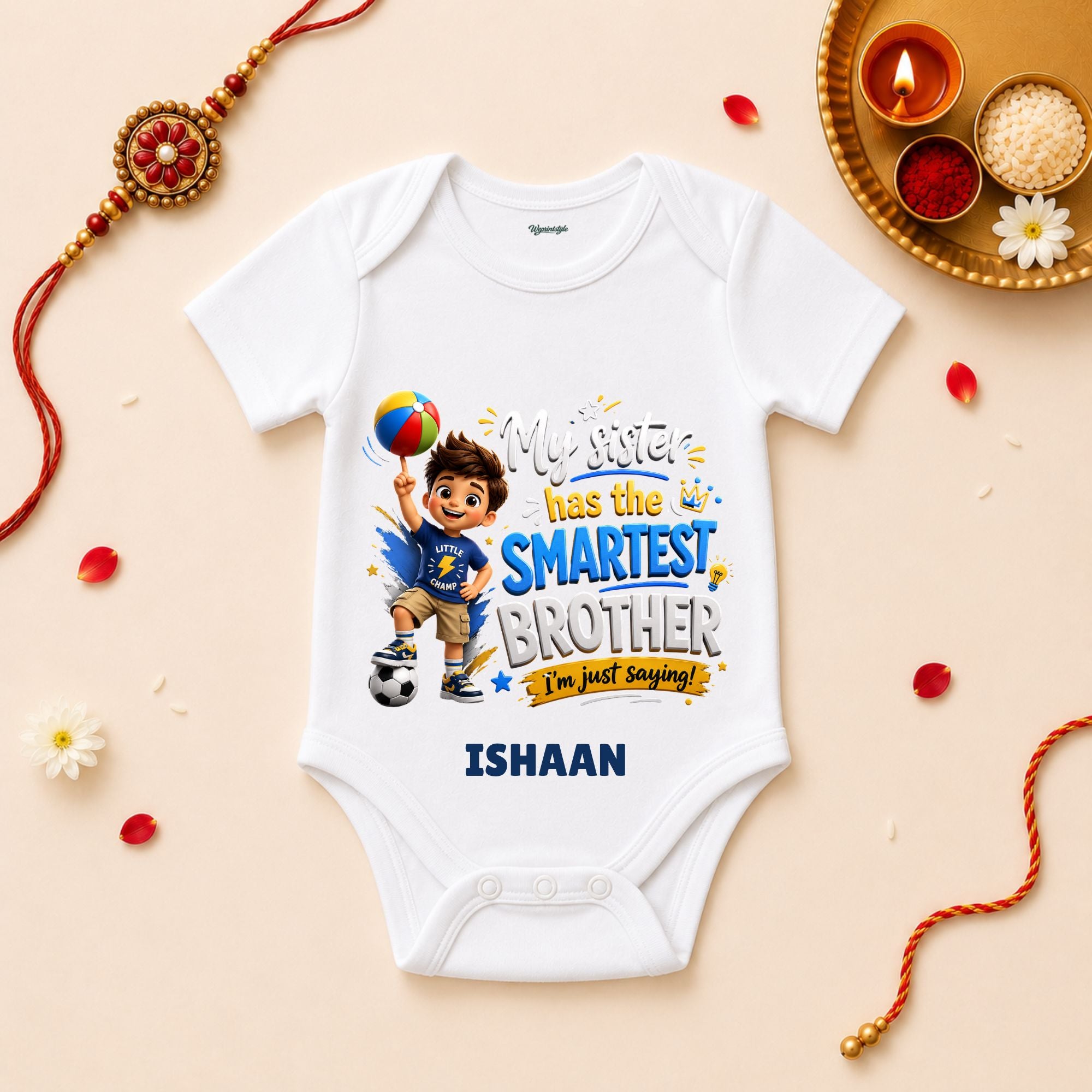 My Sister Has The Smartest Brother Personalized Rakshabandhan Baby T-Shirt