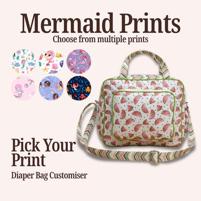 MERMAID PRINT BABY DIAPER BAG CUSTOMISER