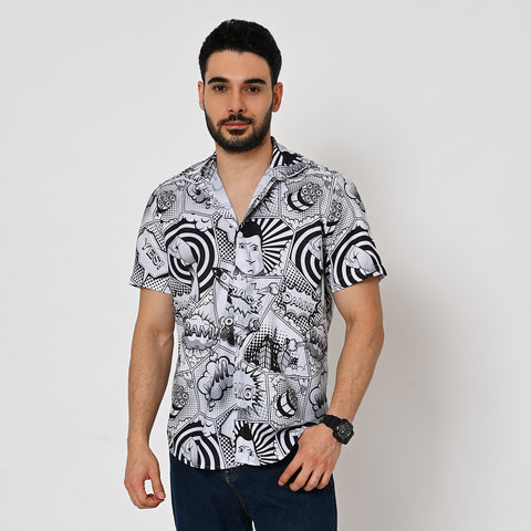 BLACK & WHITE BANG PRINTED SHIRT