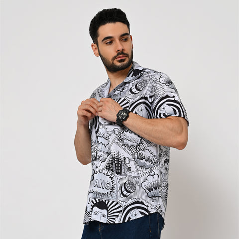 BLACK & WHITE BANG PRINTED SHIRT