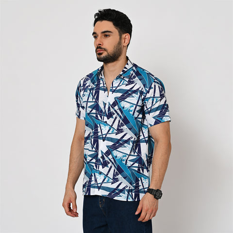 WHITE BASED ABSTRACT PRINTED SHIRT