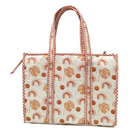 TERRACOTTA RAINBOWS PRINT SMALL TOTE BAG