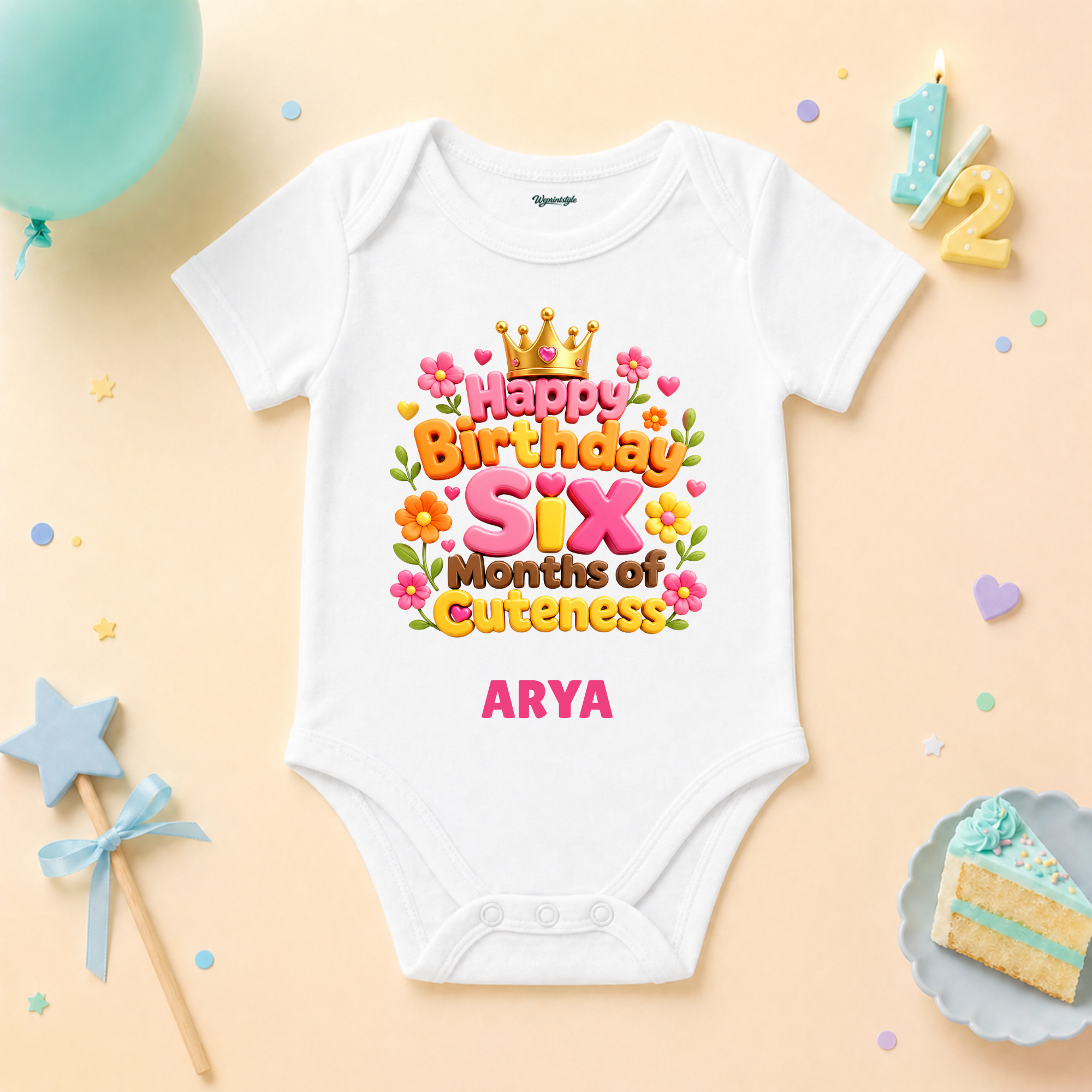 Six Month Birthday Half Year Custom Name T Shirt