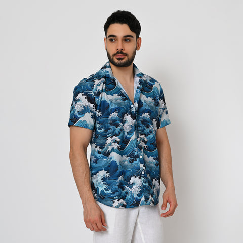 WATER WAVES PRINTED SHIRT
