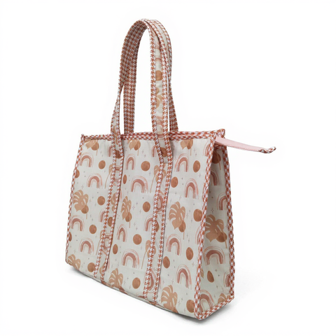 TERRACOTTA RAINBOWS PRINT SMALL TOTE BAG