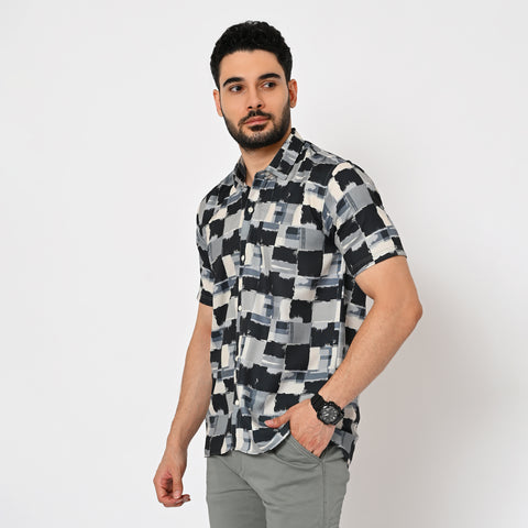 BLACK CHECKS PRINTED SHIRT