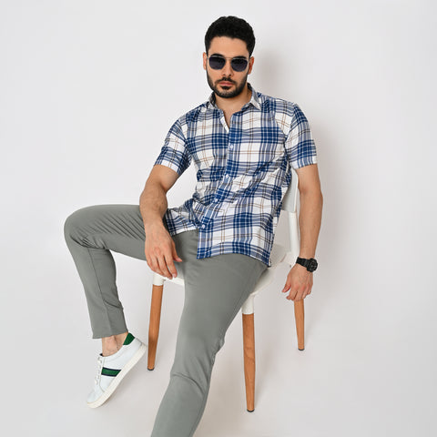 BLUE CHECKS PRINTED SHIRT