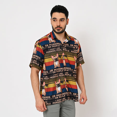 BIG STRRIPES DOG PRINTED SHIRT