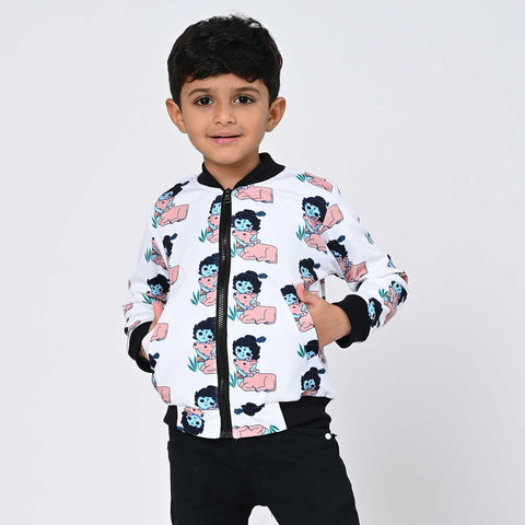 Krishna print bomber