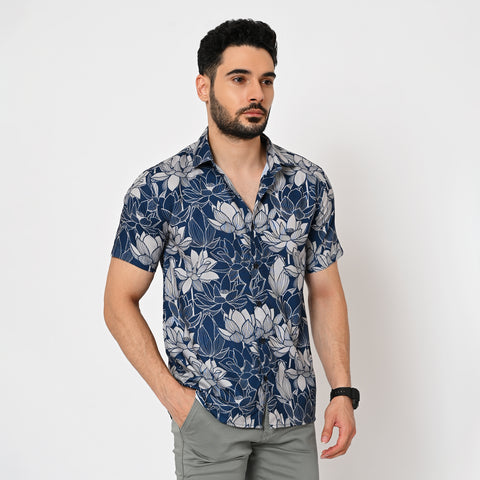 BIG DARK COLOUR FLOWER PRINTED SHIRT