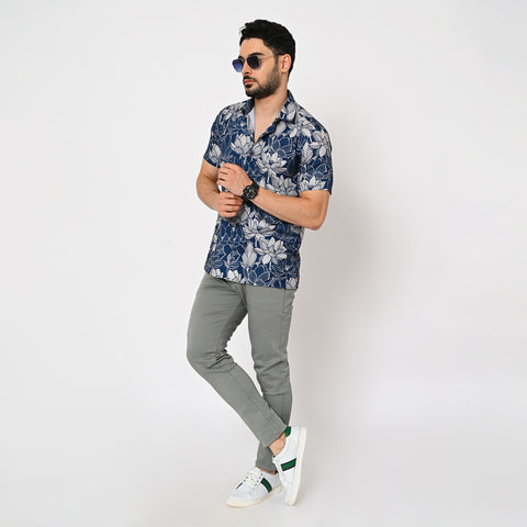 BIG DARK COLOUR FLOWER PRINTED SHIRT