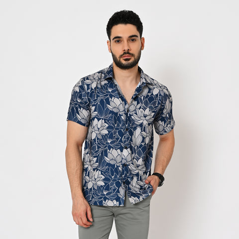 BIG DARK COLOUR FLOWER PRINTED SHIRT