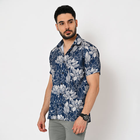 BIG DARK COLOUR FLOWER PRINTED SHIRT