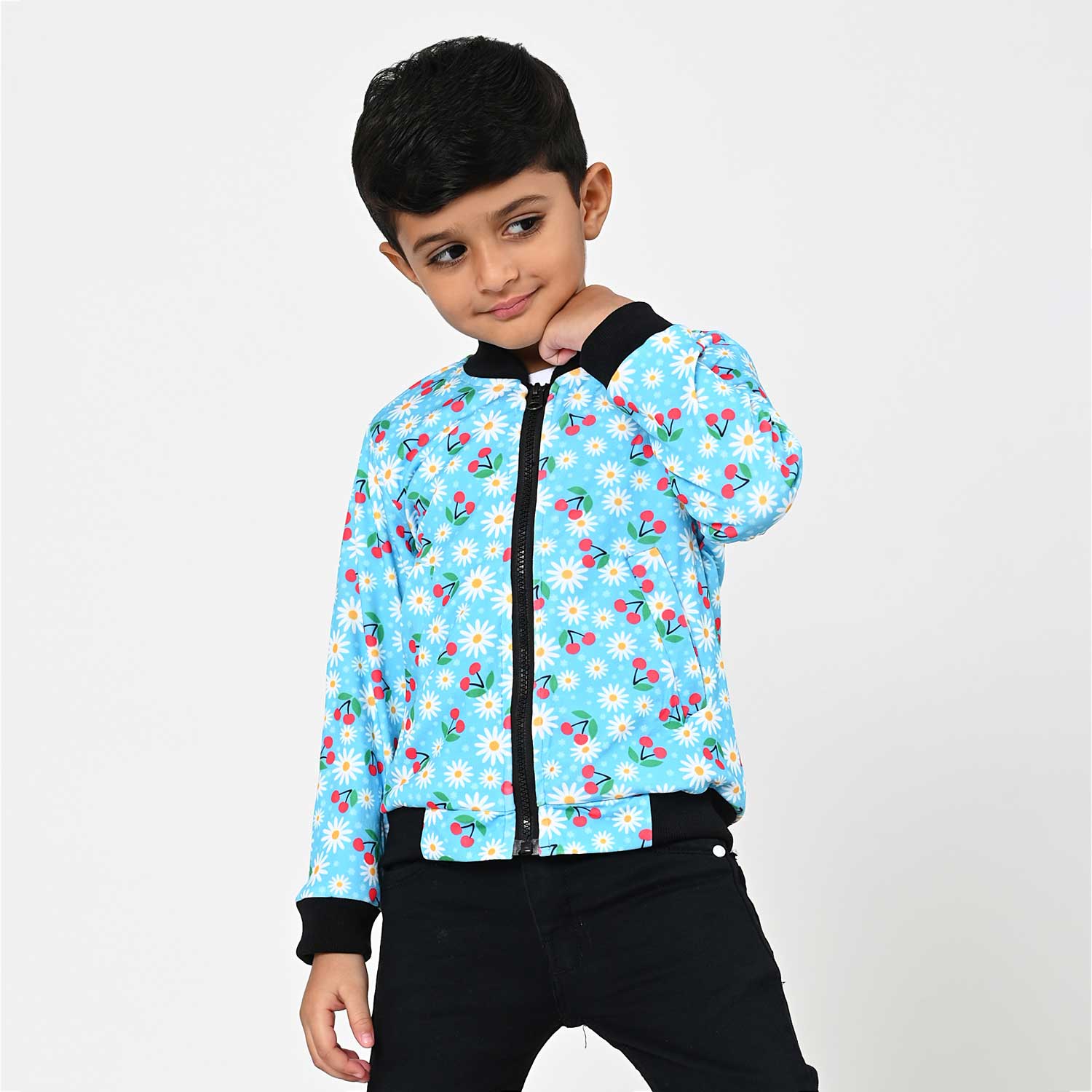 Cherry print bomber