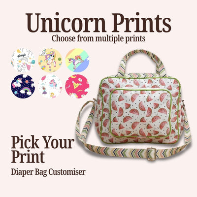 UNICORN PRINT BABY DIAPER BAG CUSTOMISER