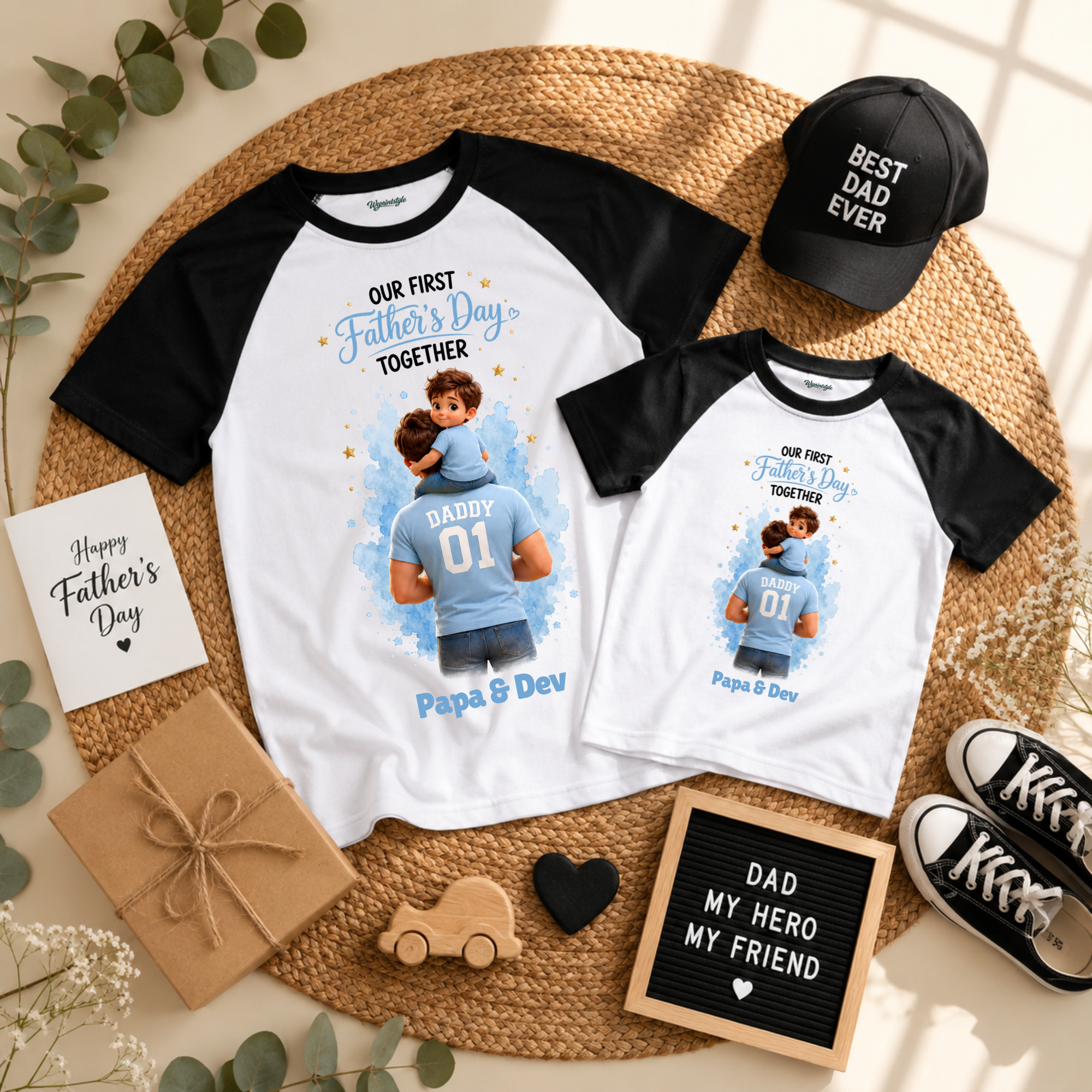 Papa & Son Father's Day Matching Raglan T-Shirt Combo