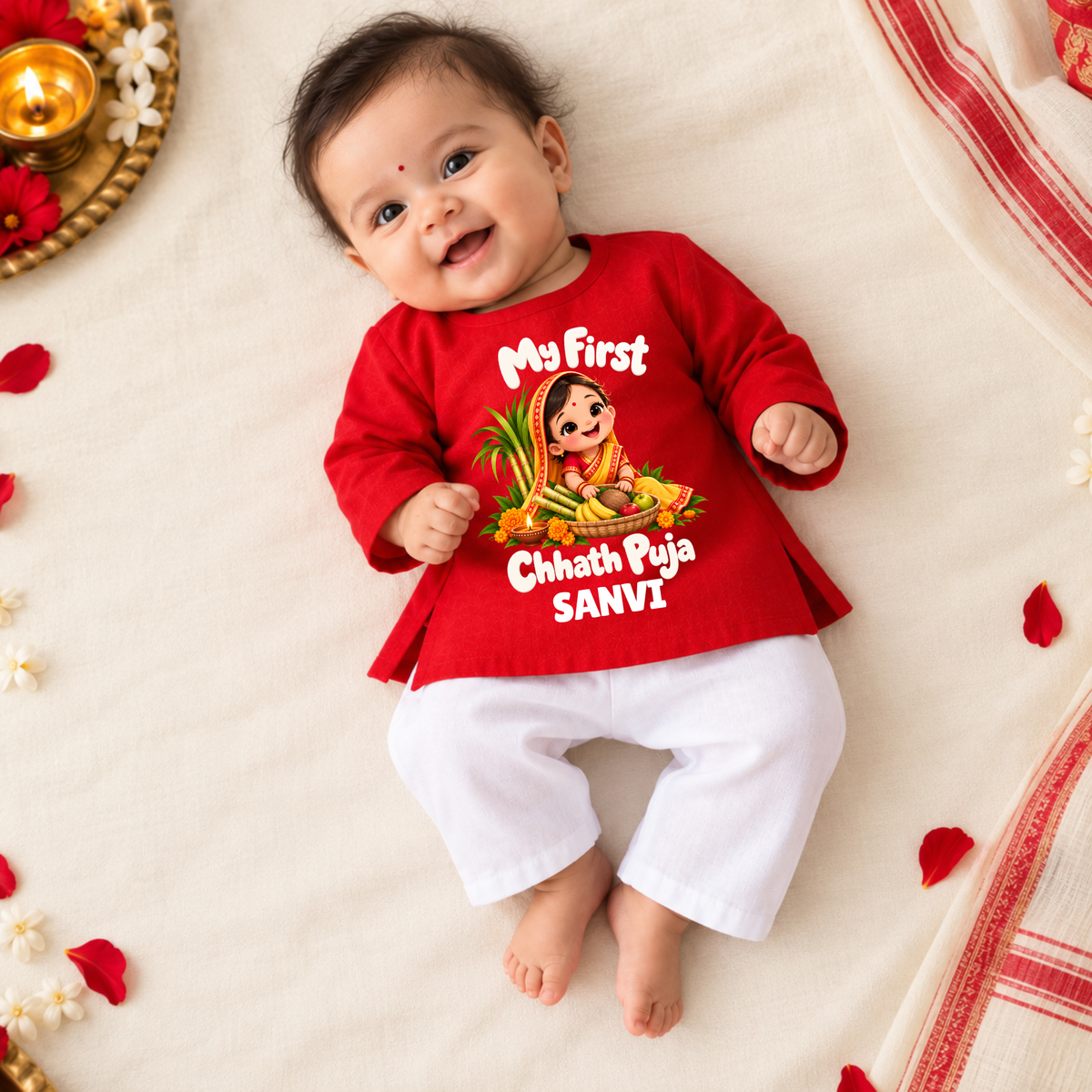 My First Chhath Puja Girls Kurta