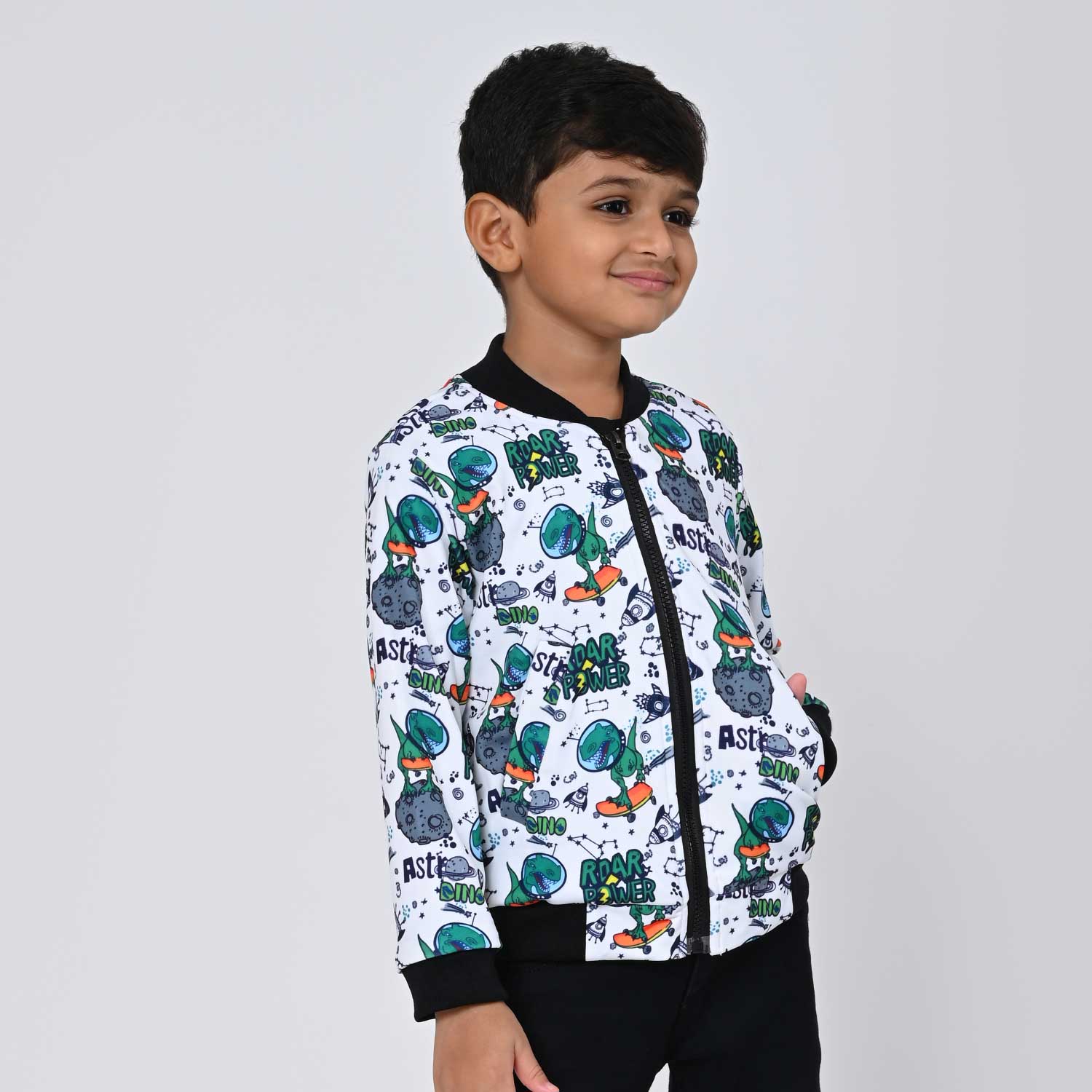 Dinosaur print bomber