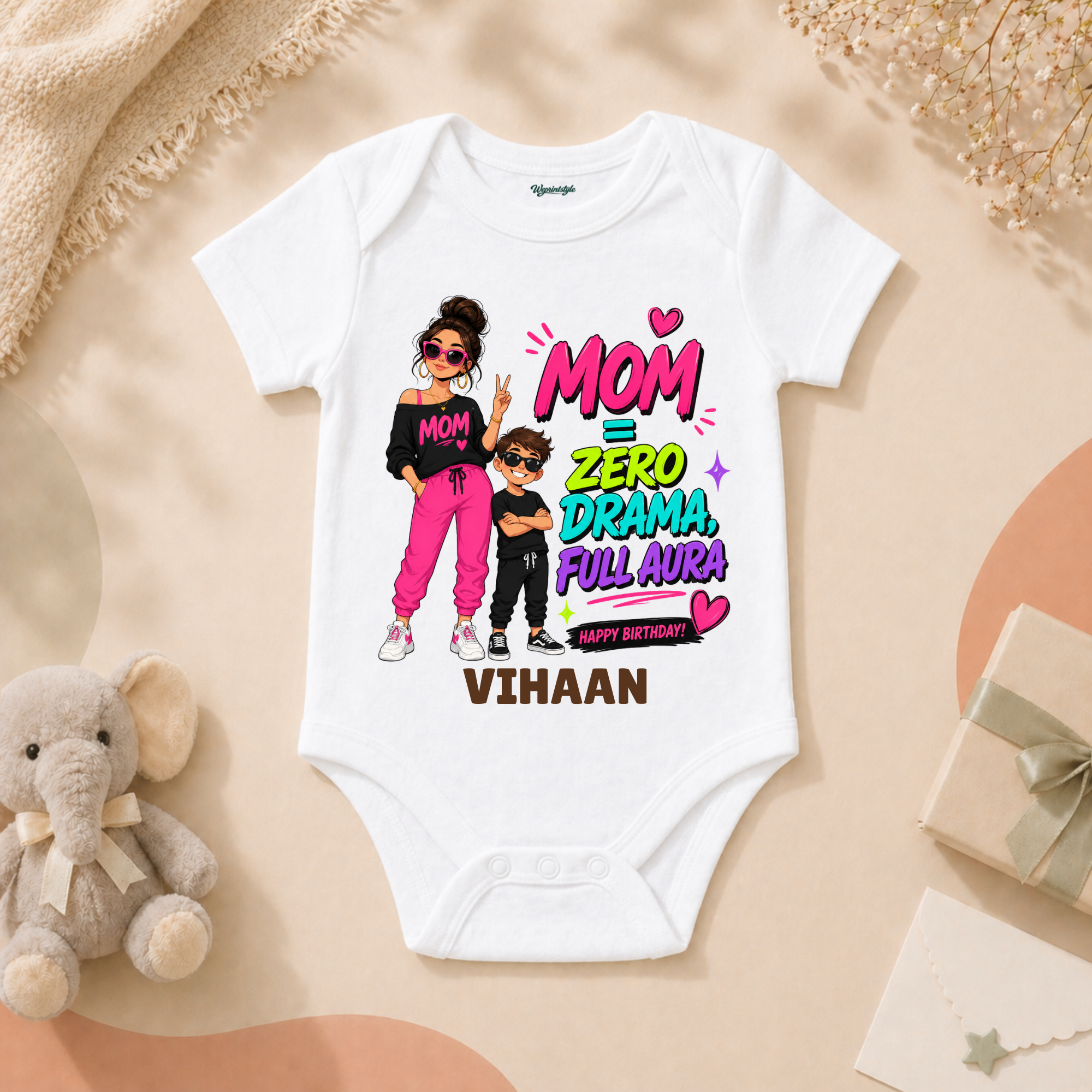 Mom Zero Drama Full Aura Personalized T-Shirt