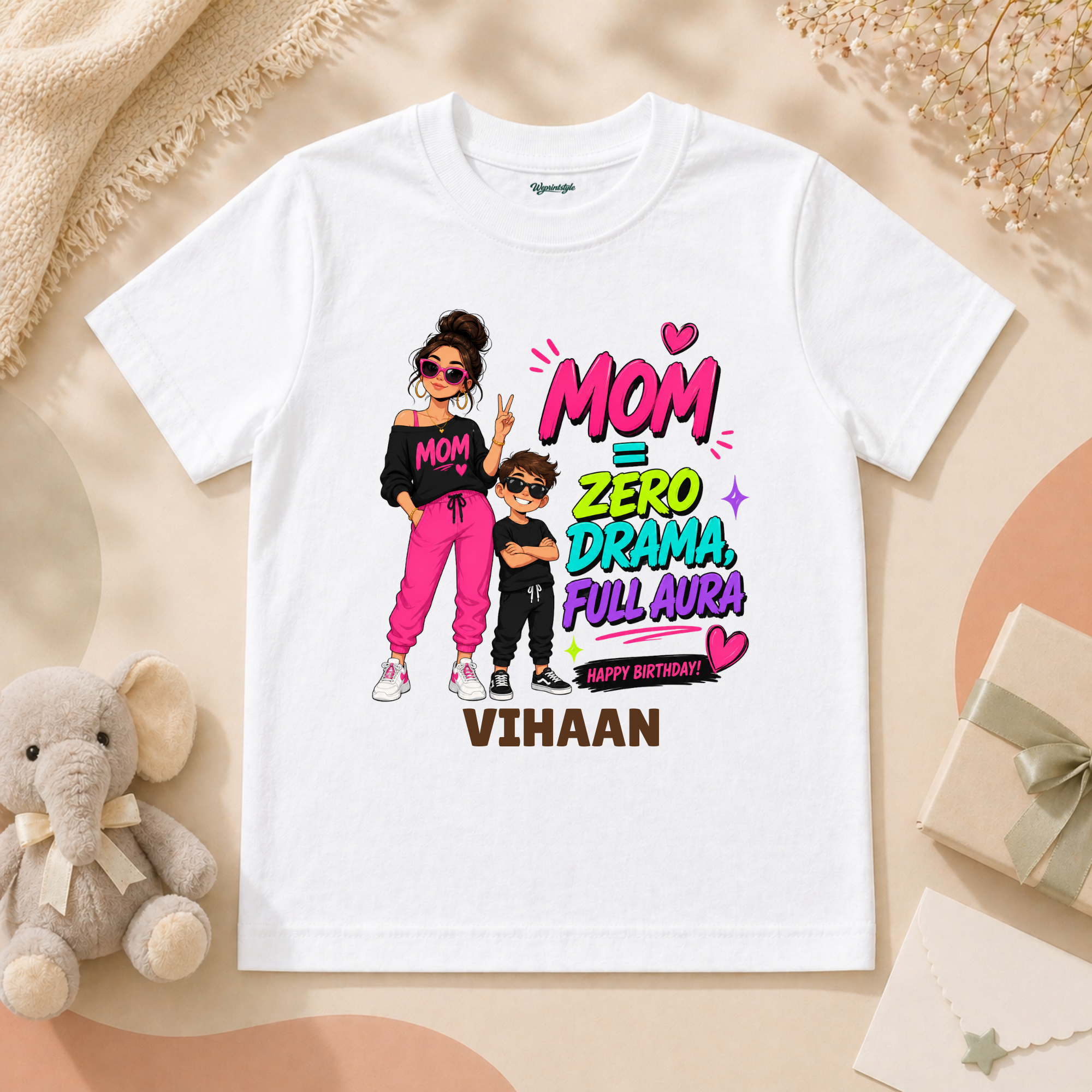 Mom Zero Drama Full Aura Personalized T-Shirt