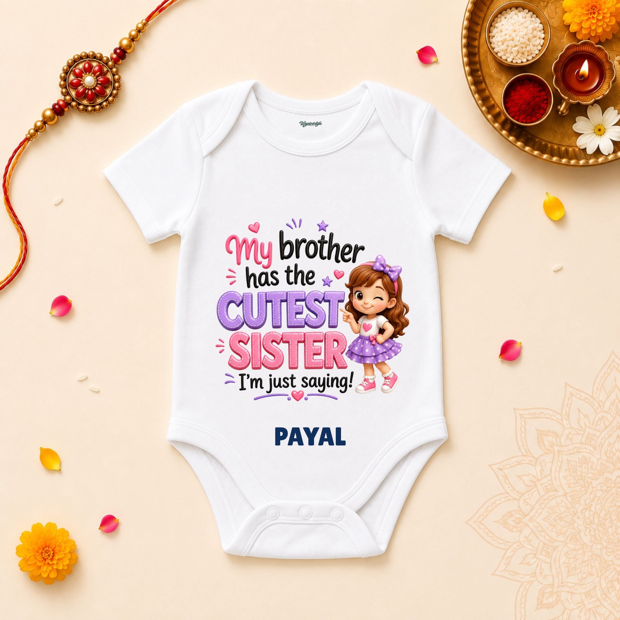 My Brother Has The Cutest Sister Personalized Rakshabandhan Baby T-Shirt