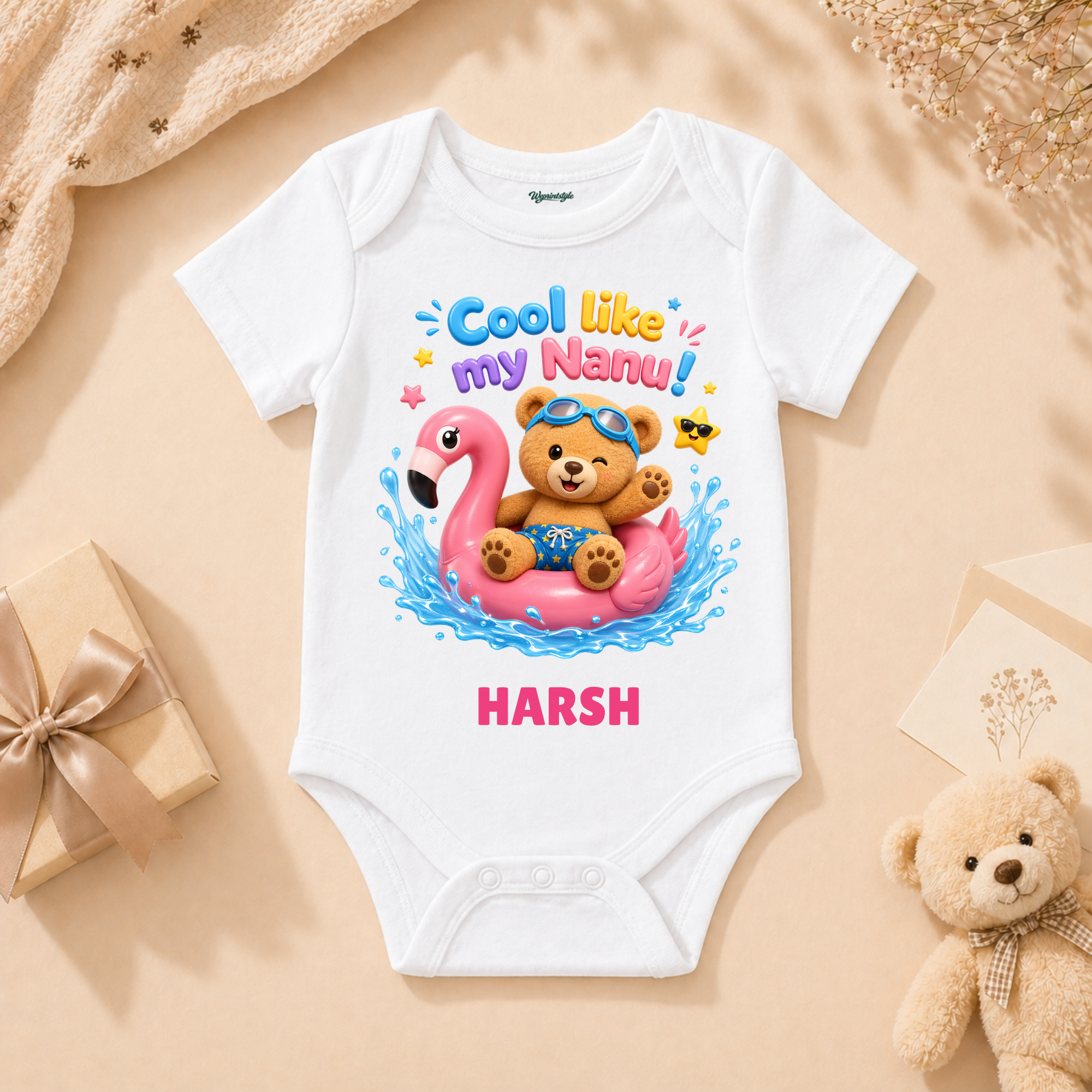 Stylish Baby Pool Party Teddy Flamingo Cool Like My Nanu