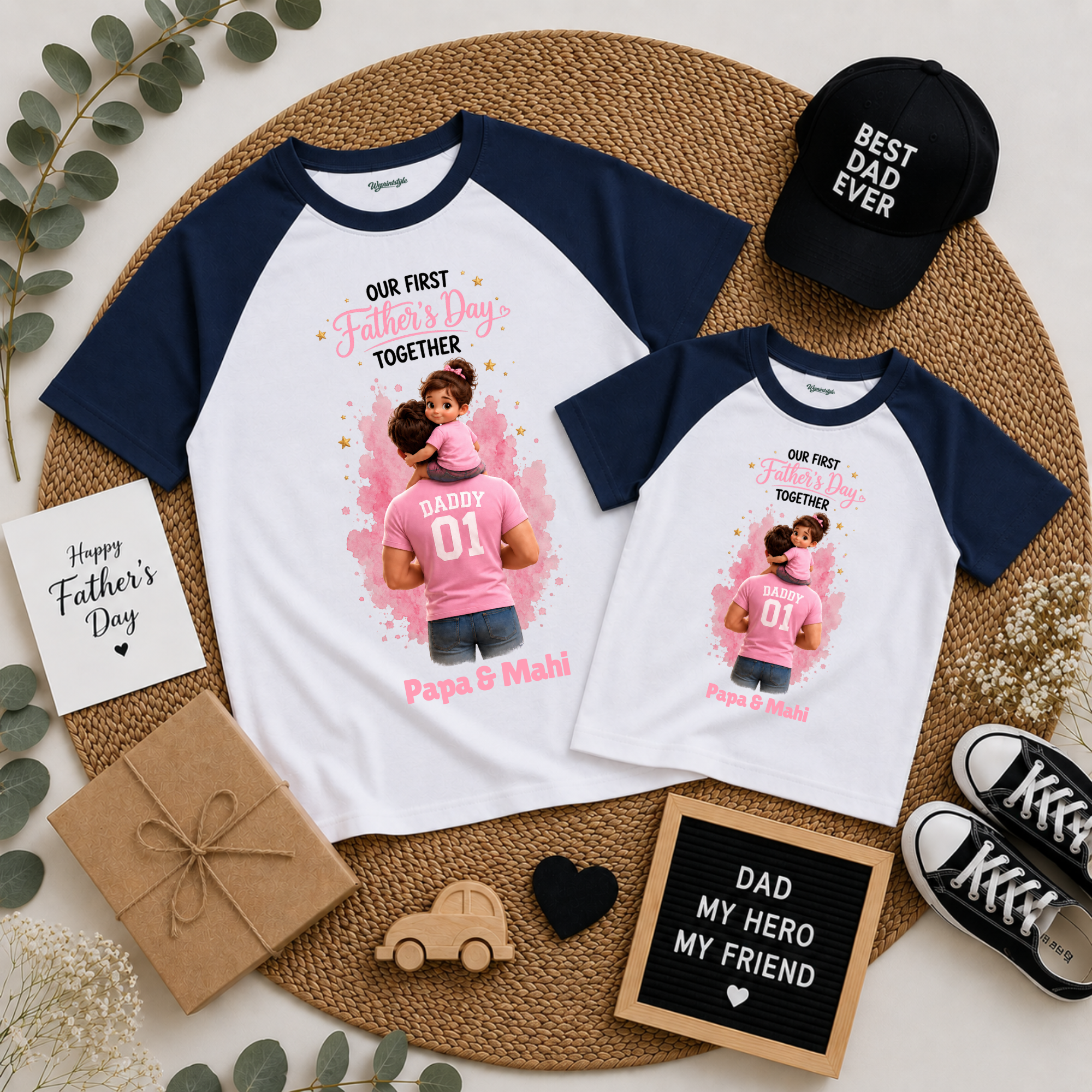 Papa & Daughter Father's Day Matching Raglan T-Shirt Combo