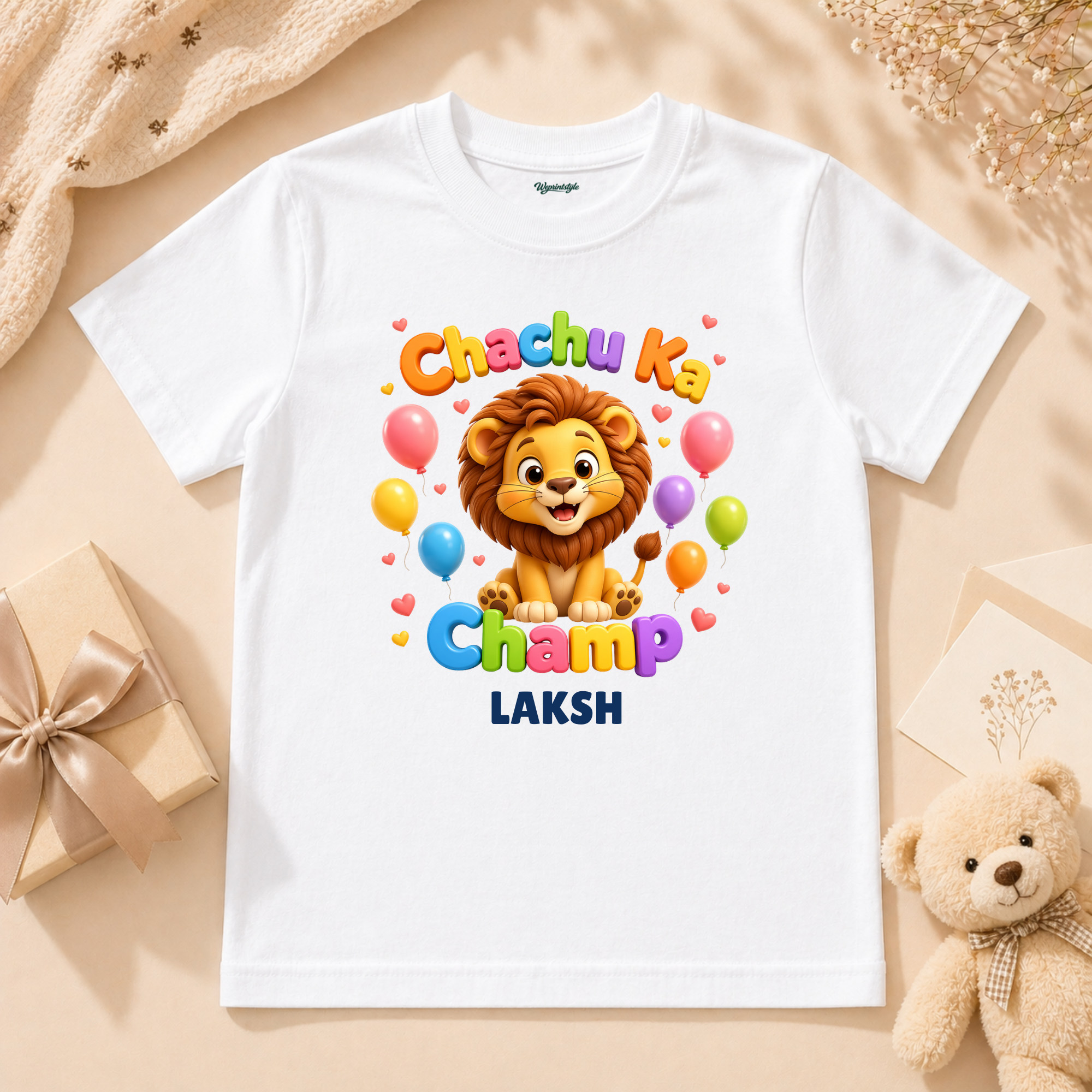 Adorable Chachu Ka Champ Baby Boy Outfit With Cute Lion Balloons And Celebration