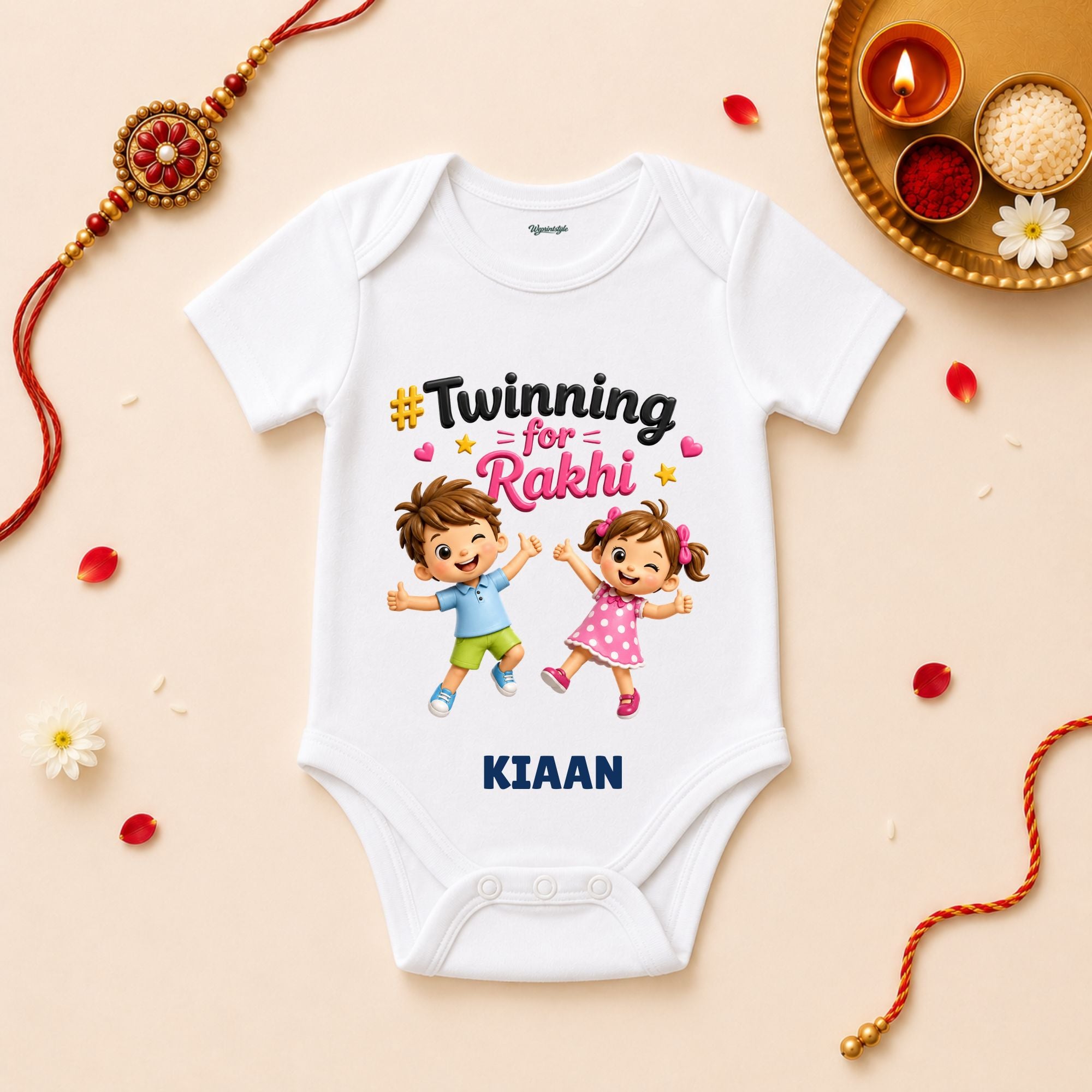 Twinning For Rakhi Personalized Rakshabandhan Baby T-Shirt