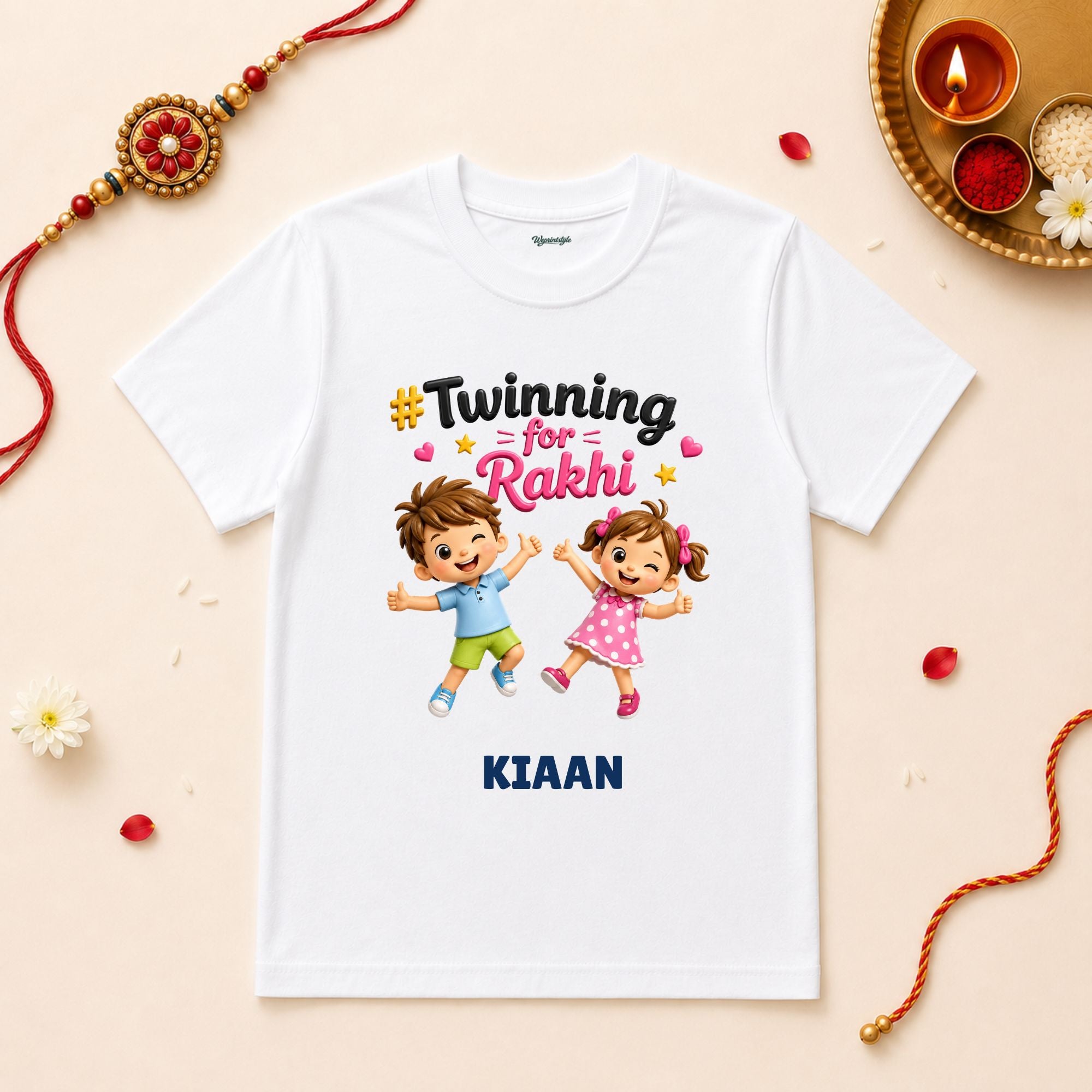 Twinning For Rakhi Personalized Rakshabandhan Baby T-Shirt
