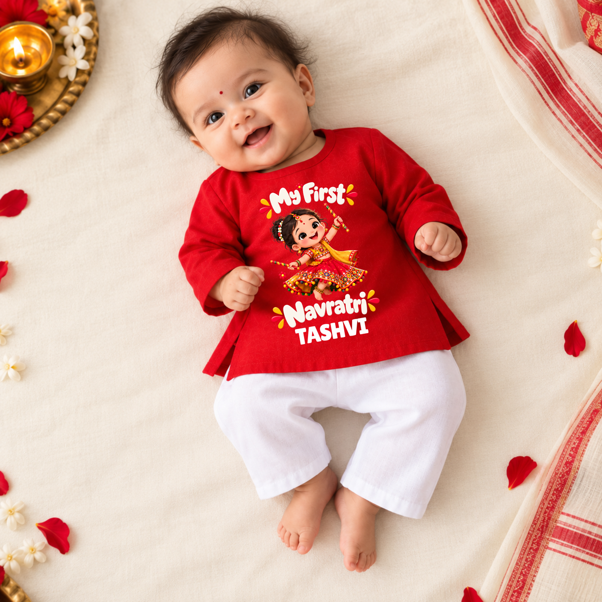 My First Navratri Puja Girls Kurta