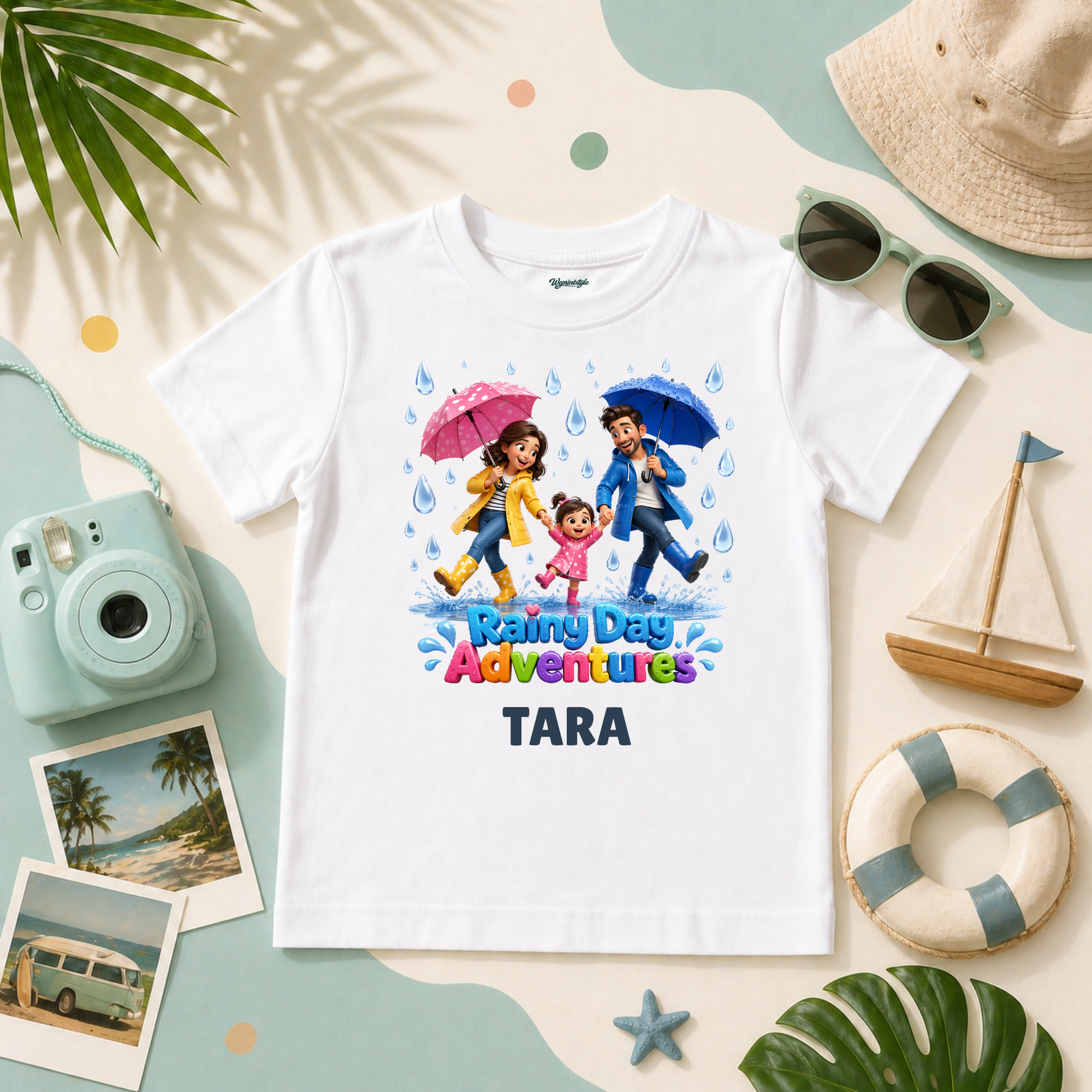 Rainy Day Adventures Kids T-Shirt Personalized Family Fun Theme