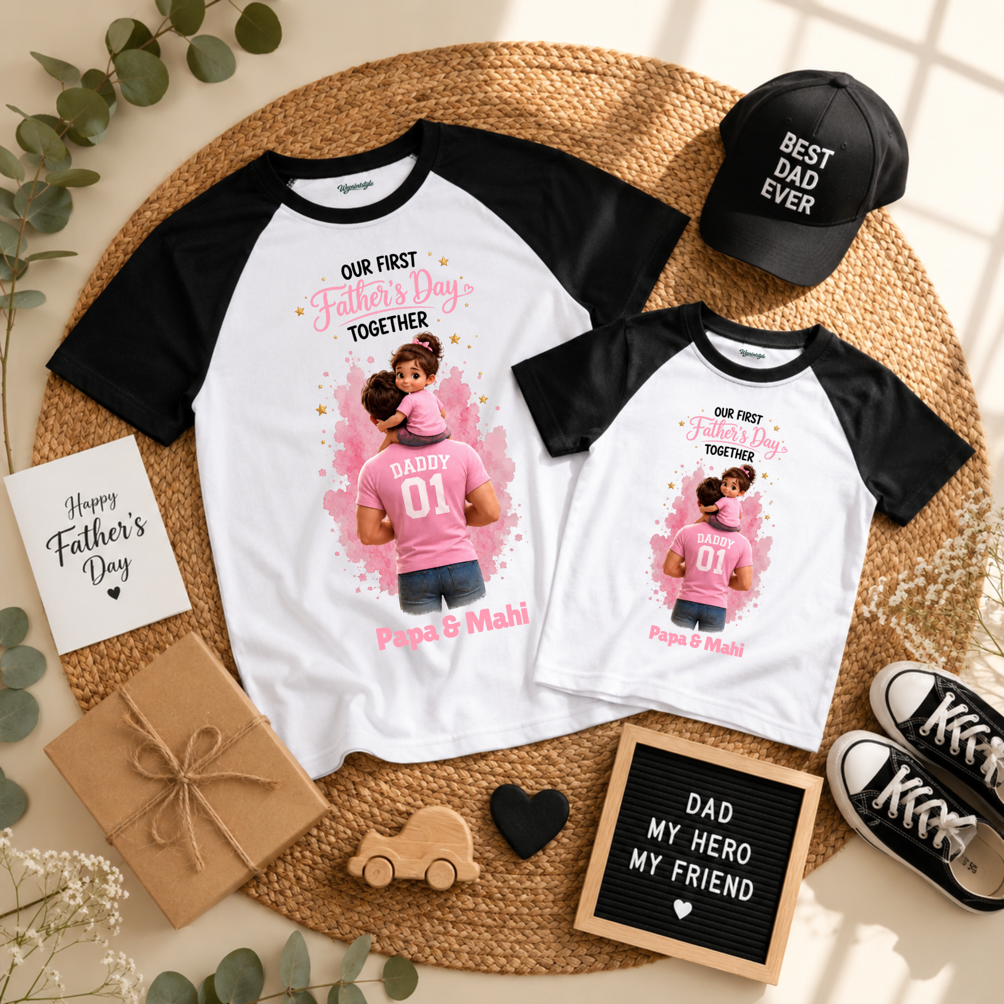 Papa & Daughter Father's Day Matching Raglan T-Shirt Combo