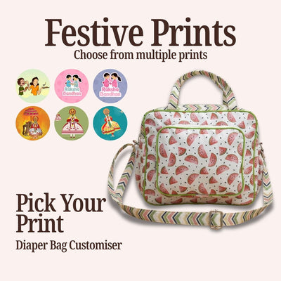 FESTIVE PRINT BABY DAIPER BAG CUSTOMISER