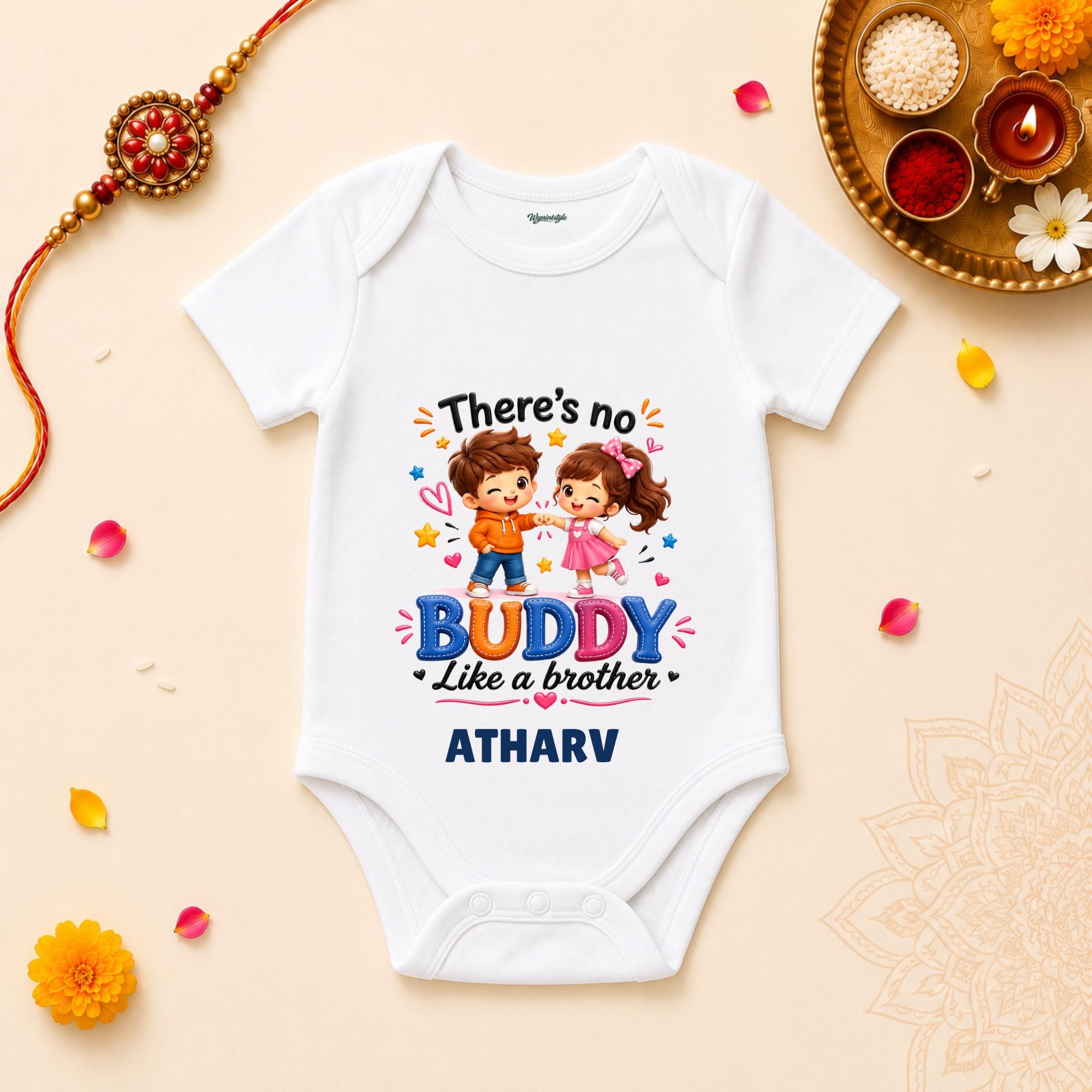 There's No Buddy Like A Brother Personalized Rakshabandhan Baby T-Shirt