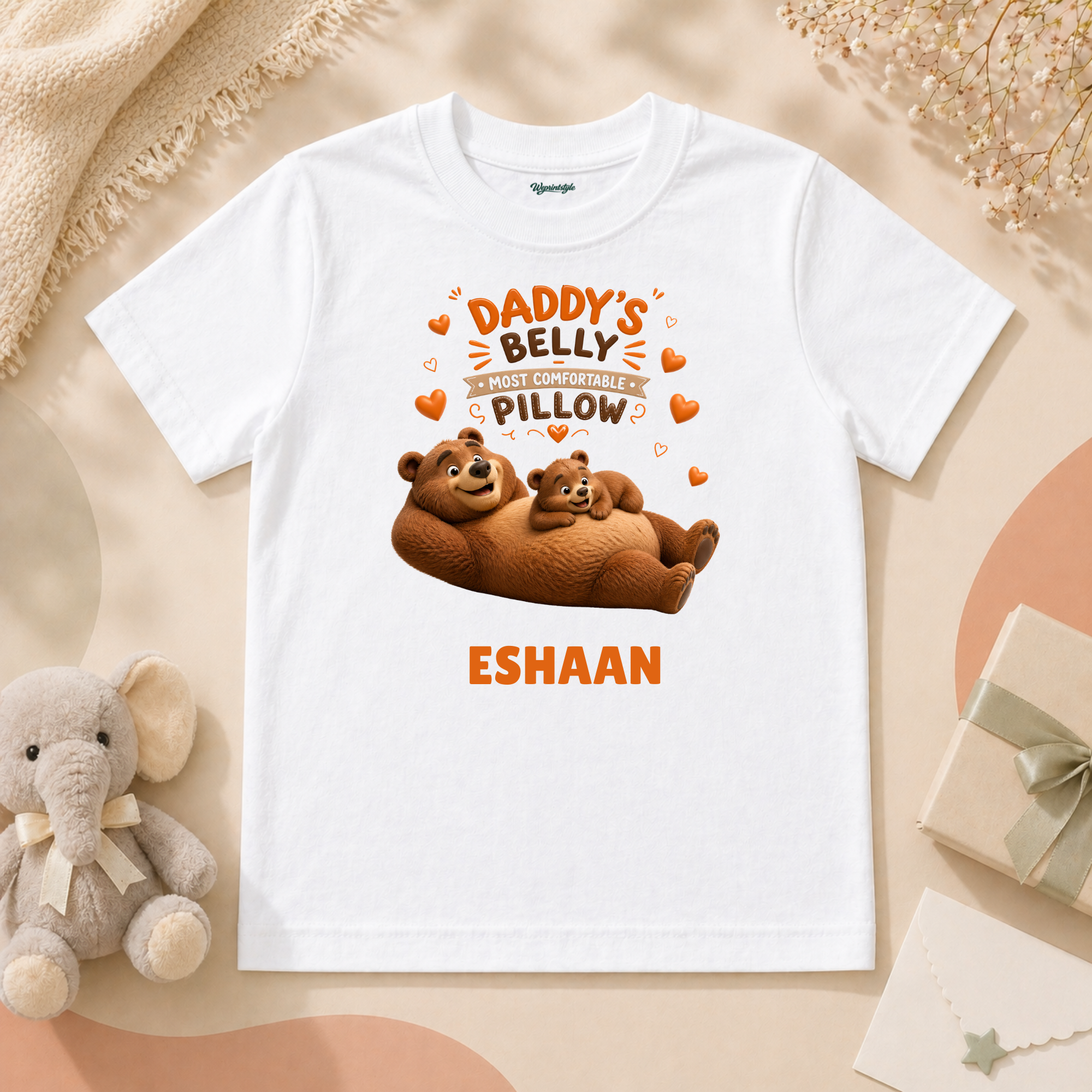 Funny Daddy Belly Pillow Baby With Adorable Bear Relaxing