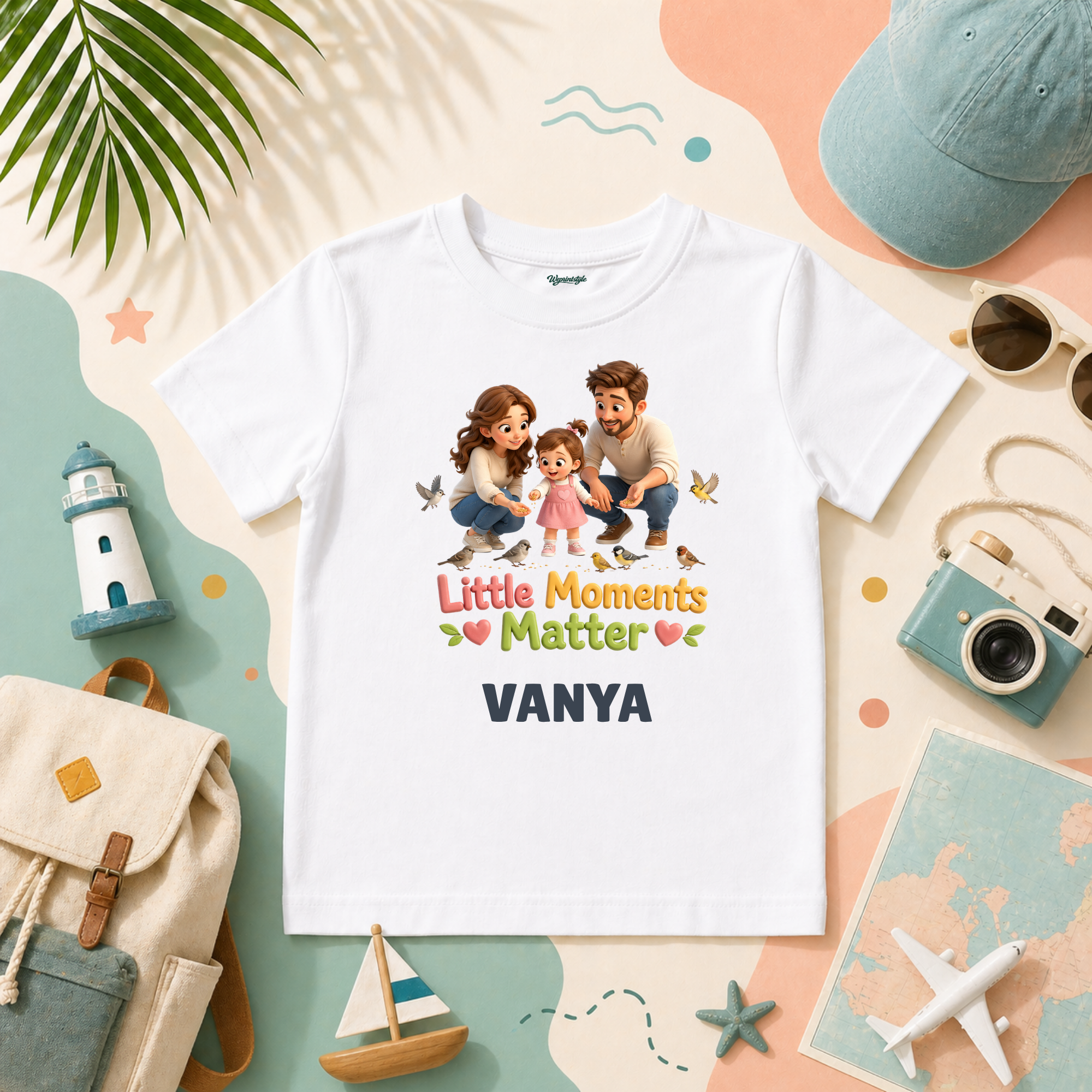 Little Moments Matter Personalized Kids Vacation T-Shirt Family Travel Design