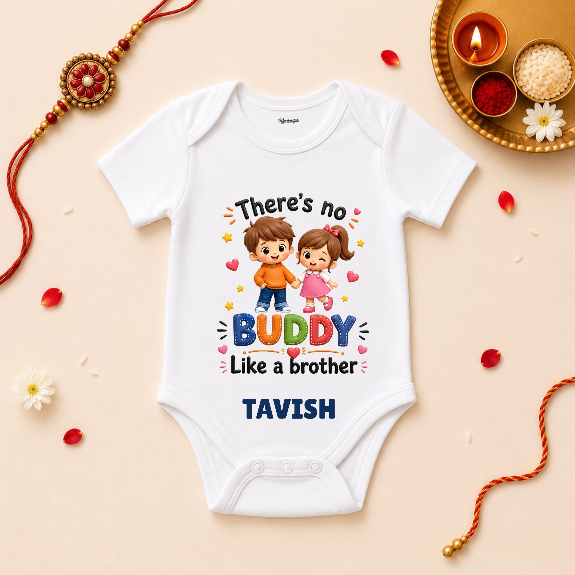 There's No Buddy Like A Brother Personalized Rakshabandhan Baby T-Shirt