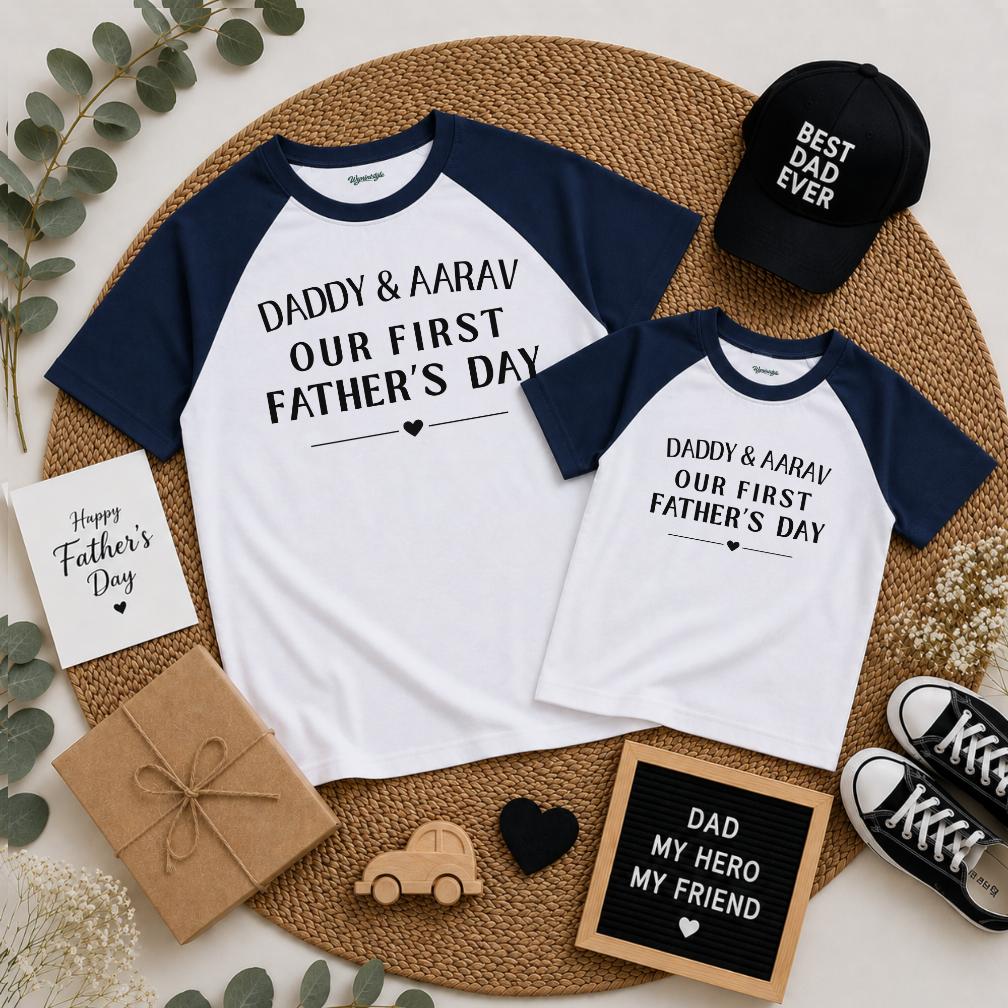 Father’s Day text Matching Raglan T-Shirts