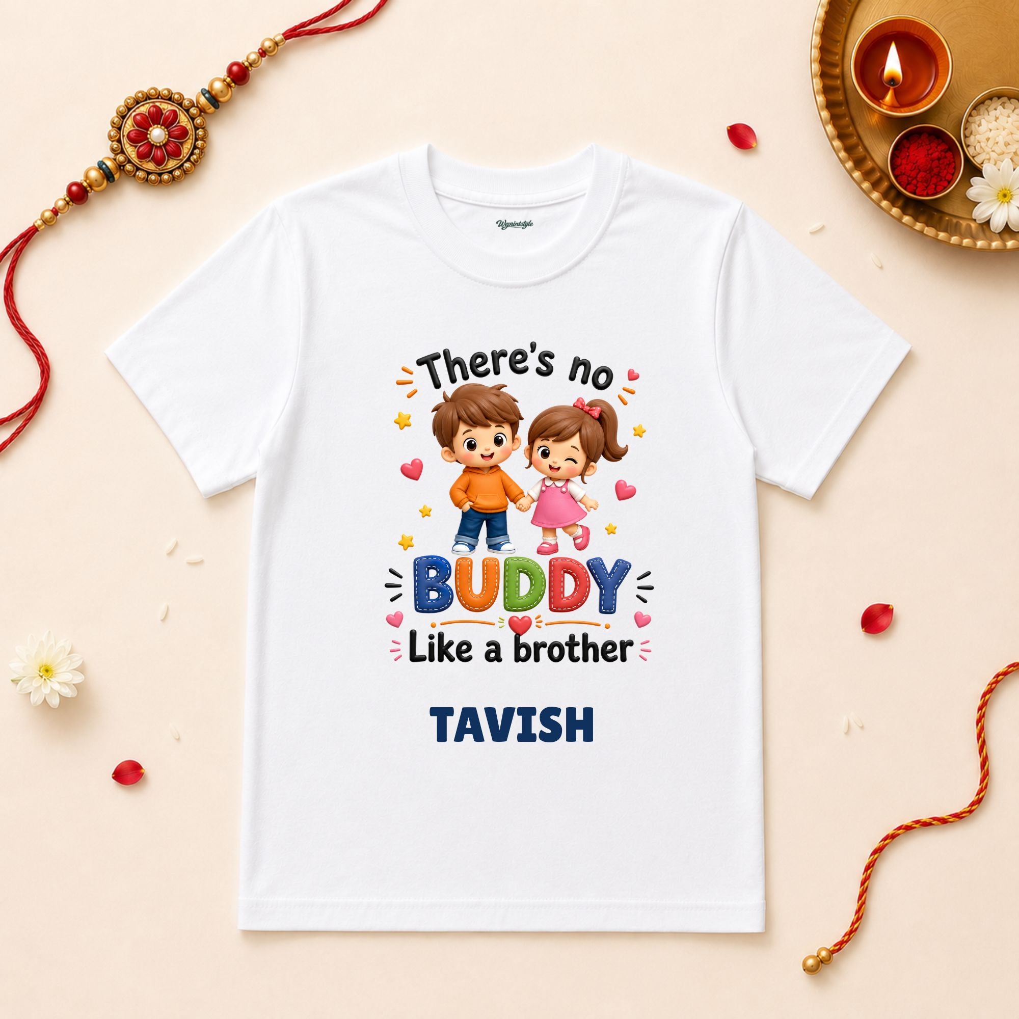 There's No Buddy Like A Brother Personalized Rakshabandhan Baby T-Shirt