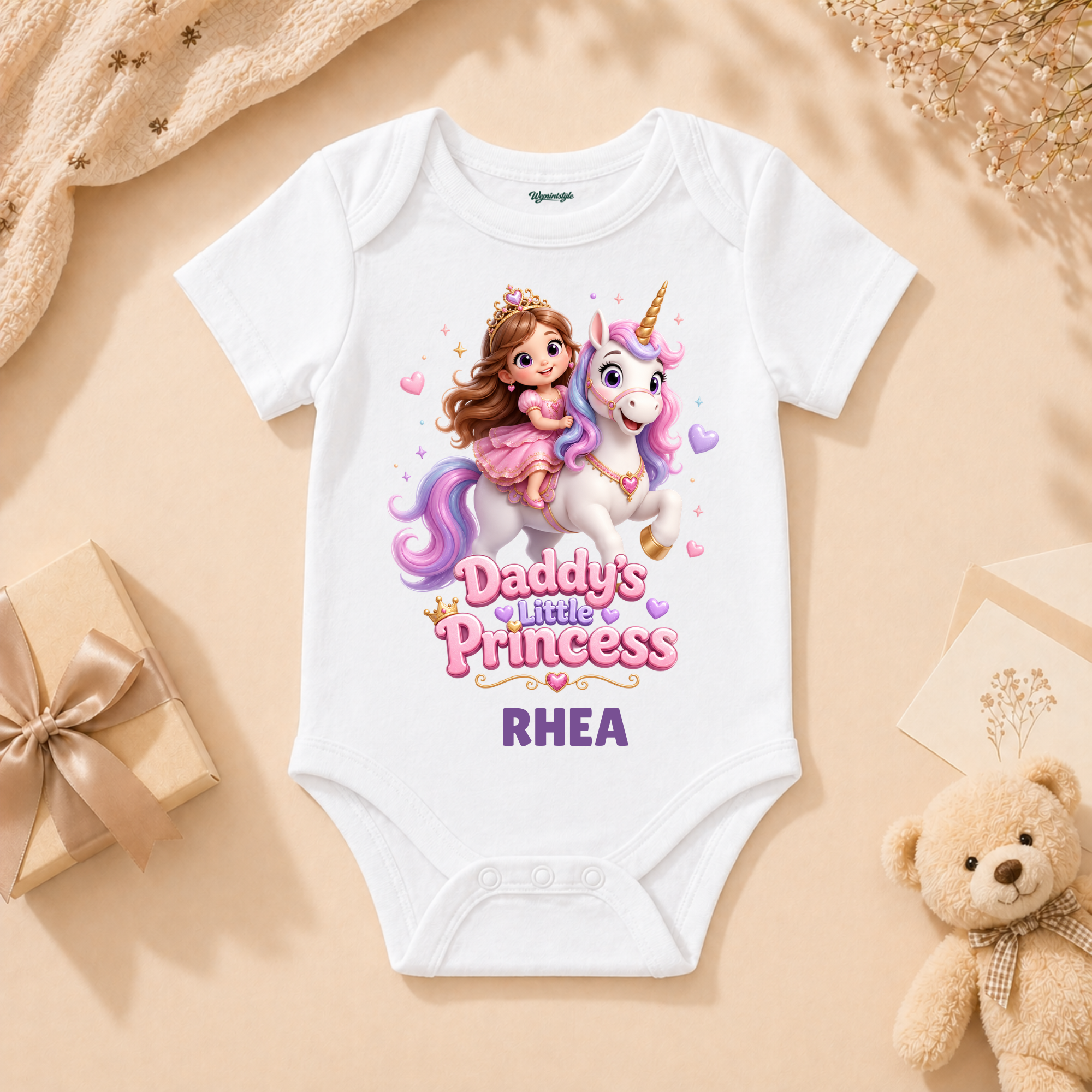 Adorable Princess Riding Unicorn For Baby Girl With Magical Fantasy Theme