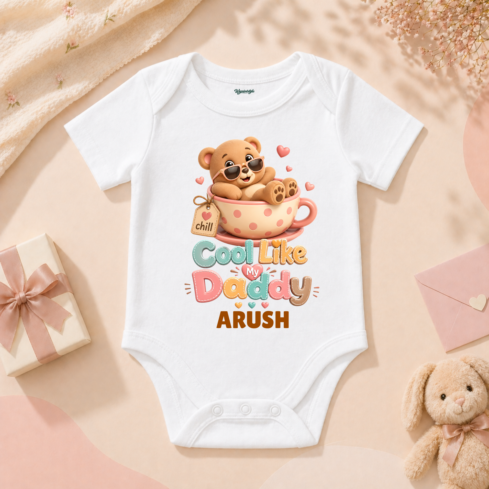 Adorable Teddy Bear In Cup Showing Cool Like Daddy Vibe