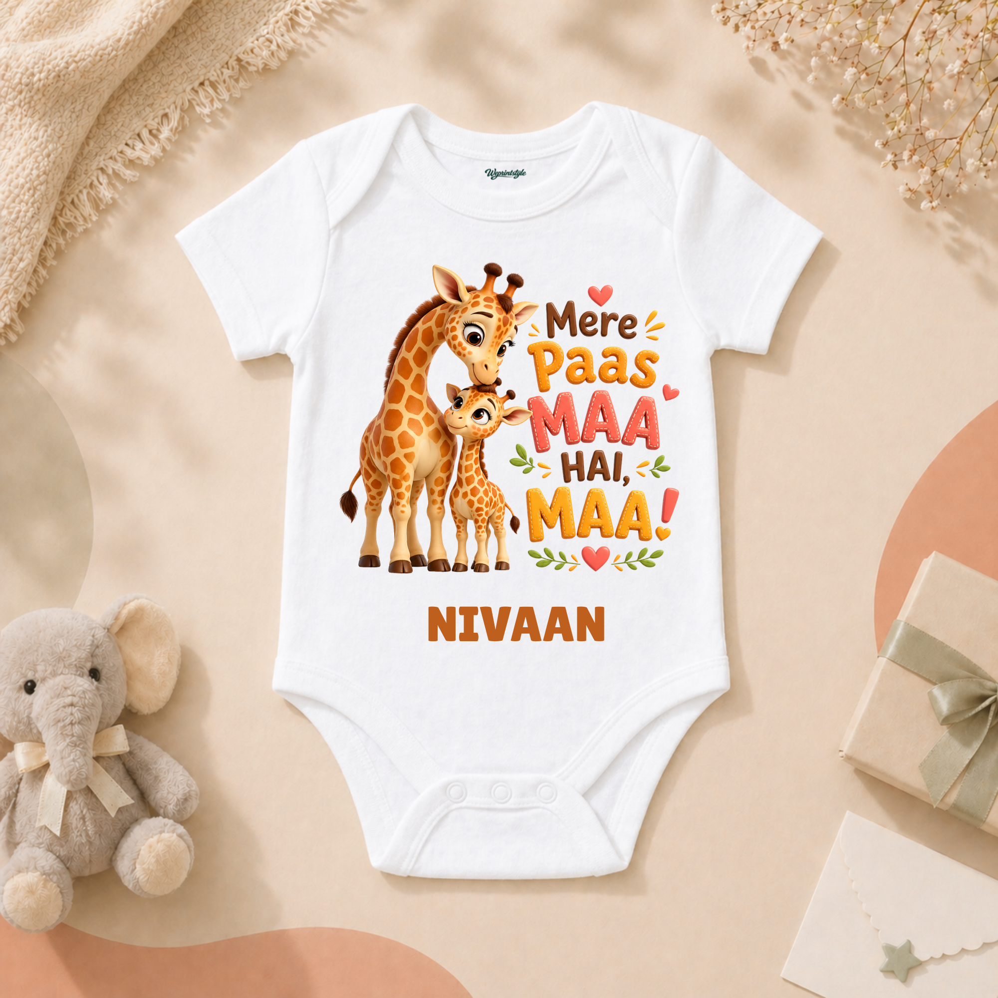 Cute Giraffe Mommy Love Mere Paas Maa Hai