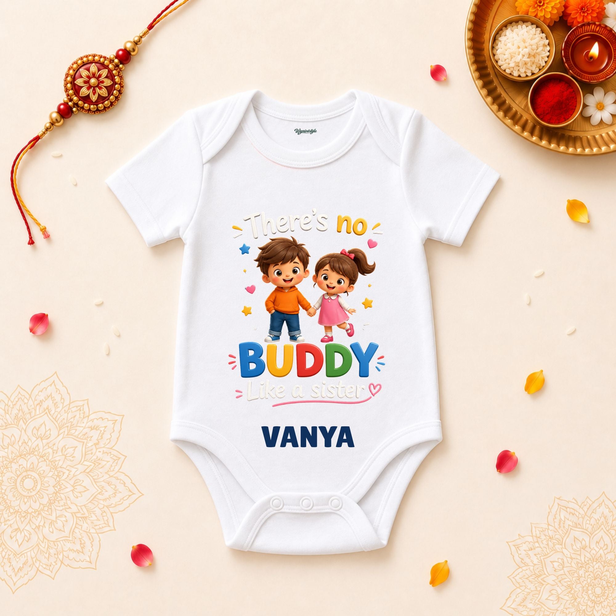 There's No Buddy Like A Sister Personalized Rakshabandhan Baby T-Shirt