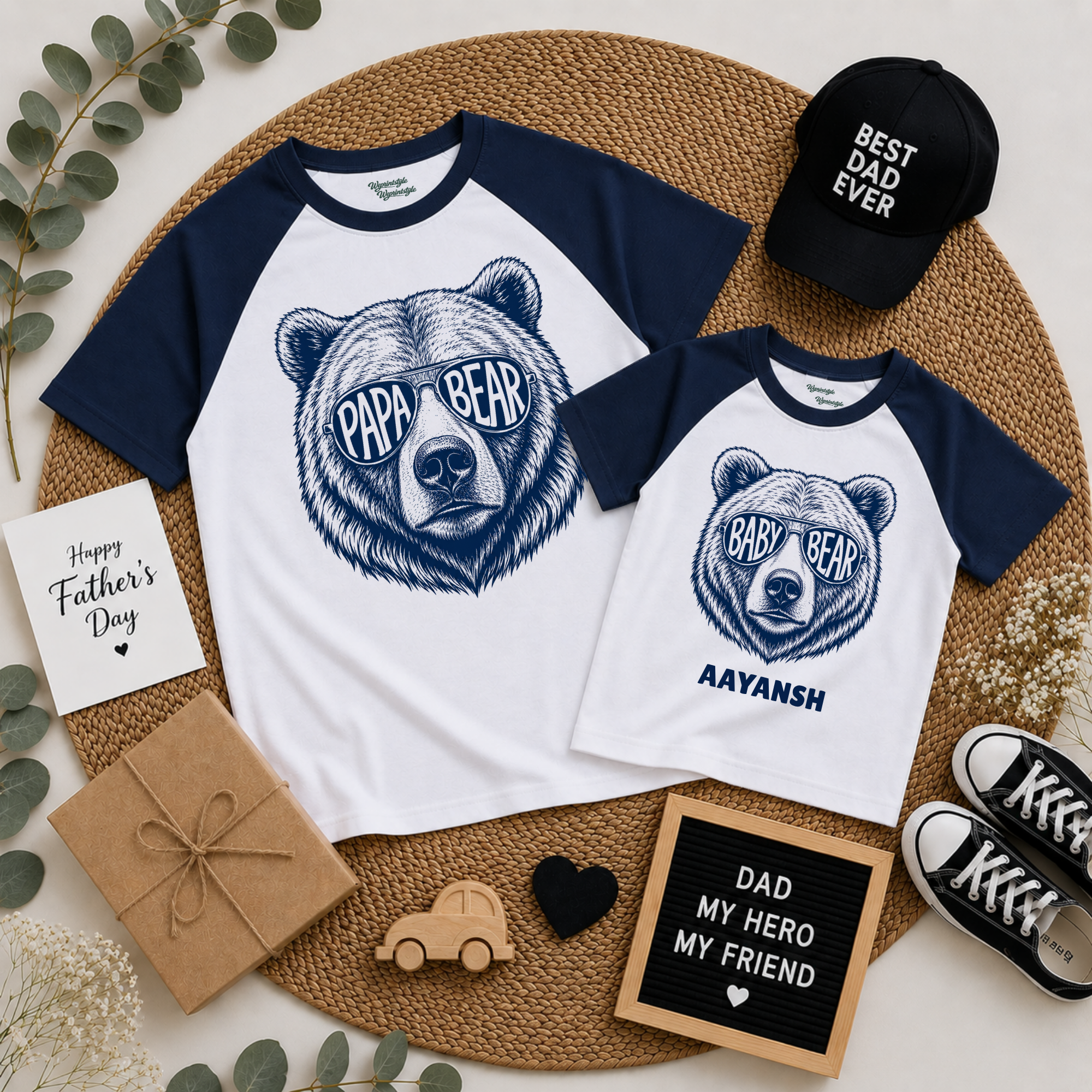 Father’s Day Papa & Baby bear Matching Raglan T-Shirts